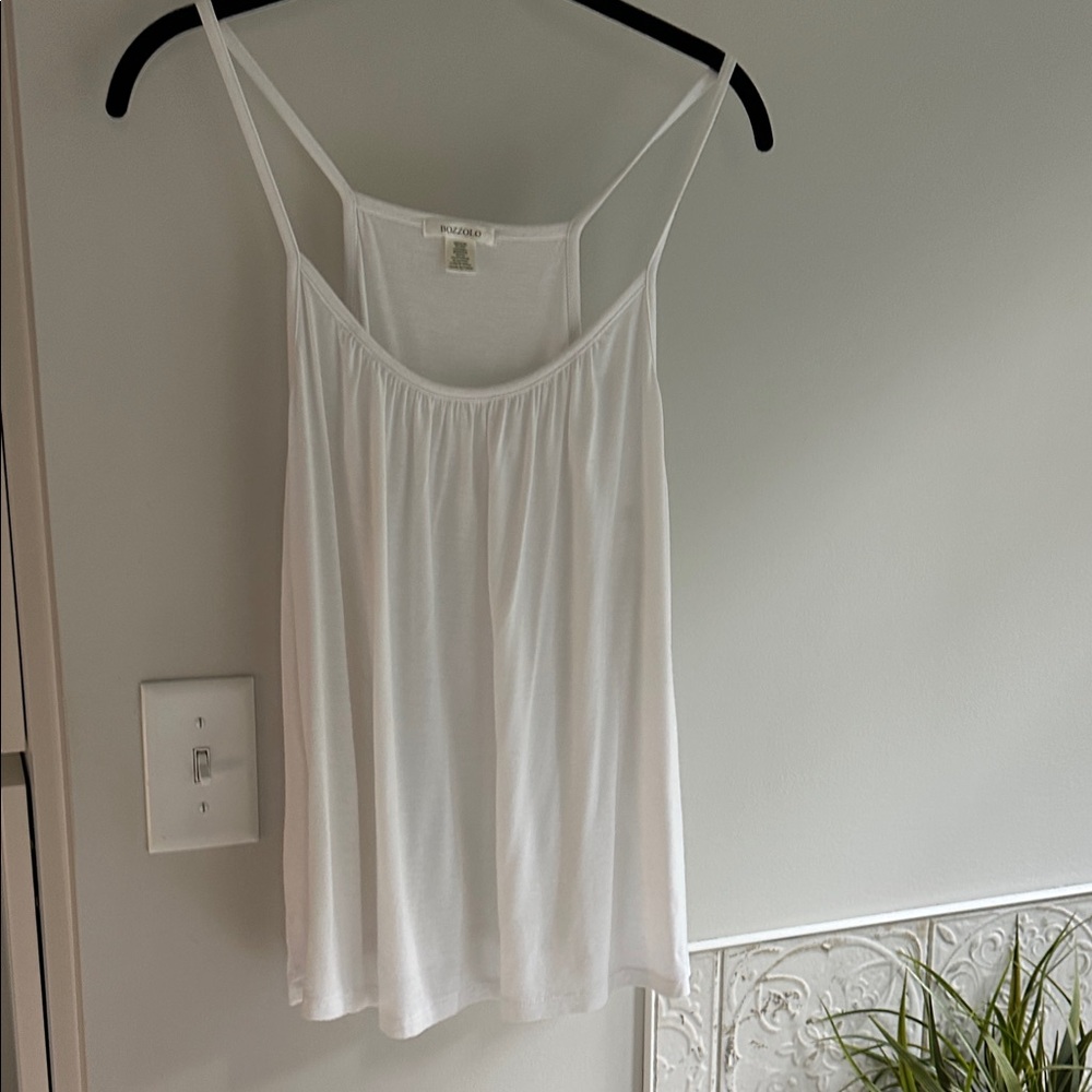 Bozzolo White Spaghetti Strap Tank Top Women's Medium Rayon Spandex